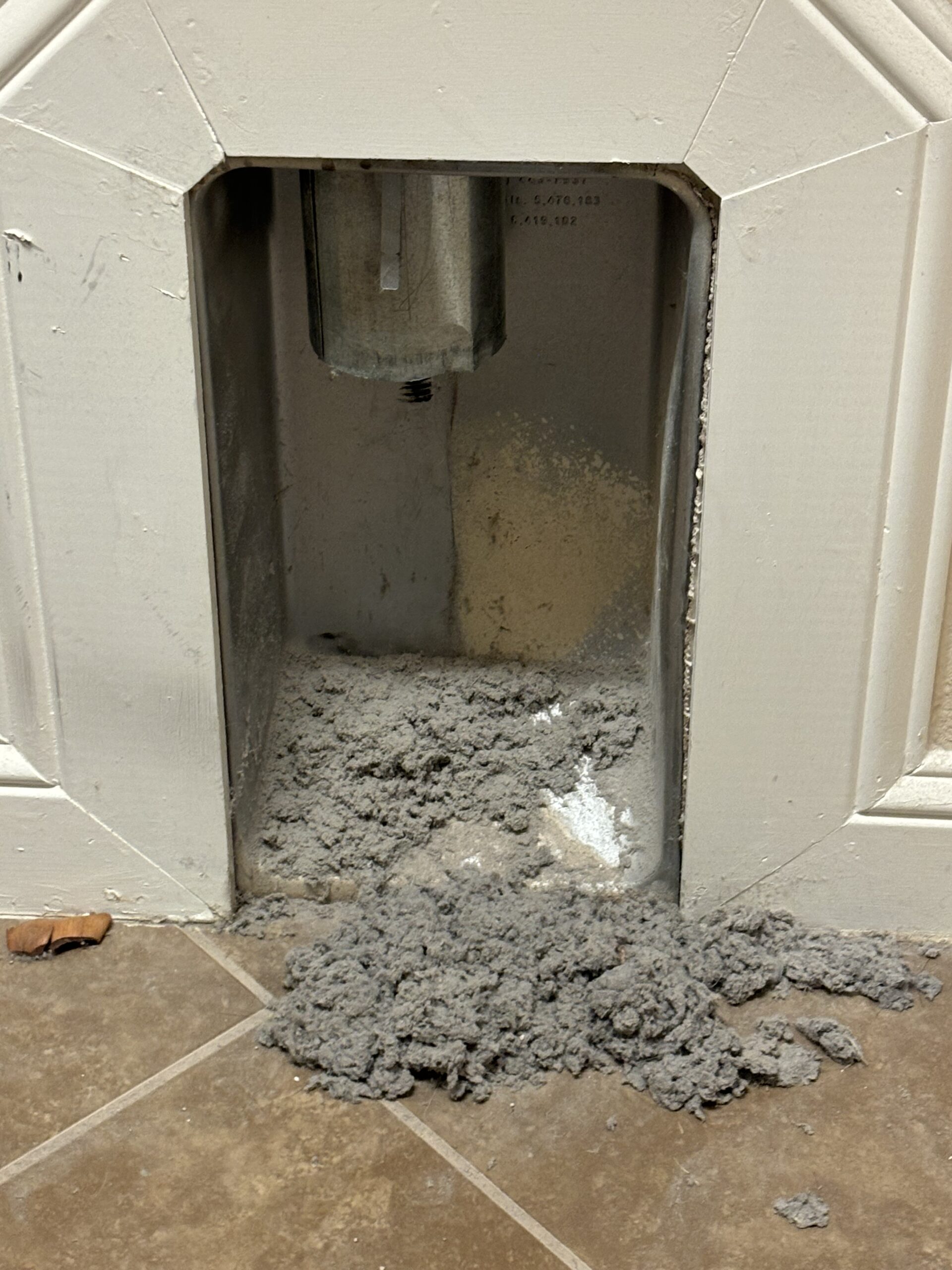Large lint buildup removed during dryer vent cleaning in Dallas Fort Worth