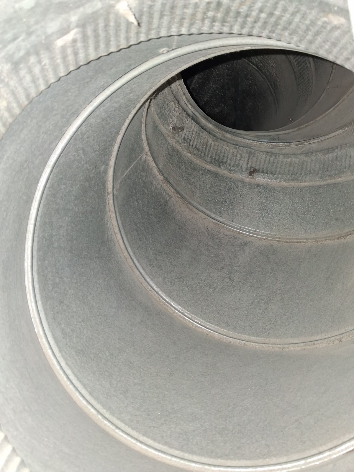 Clean metal air duct interior documented during R1 service